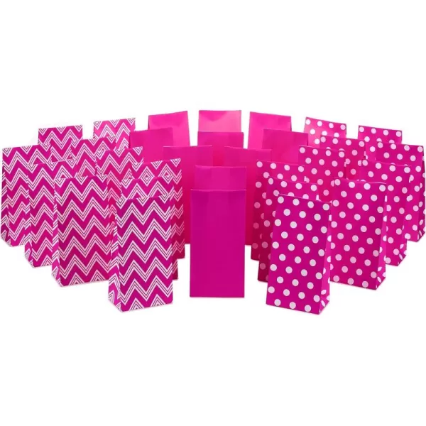 Hallmark Pink Party Favor and Wrapped Treat Bags Assorted Designs 30 Ct 10 Each of Chevron White Dots Solid for Baby Showers Bridal Showers Birthdays Care Packages and MorePink