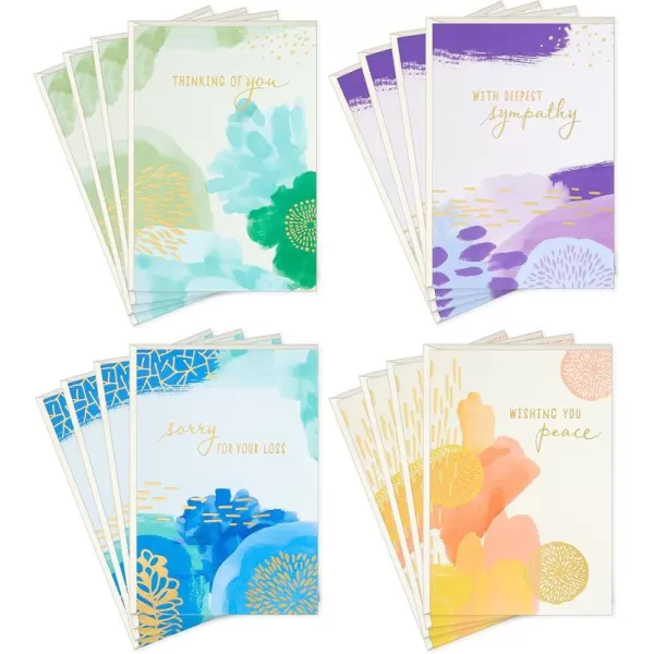 Hallmark Sympathy Cards Assortment Abstract Watercolor 16 Assorted Thinking of You Cards with Envelopes