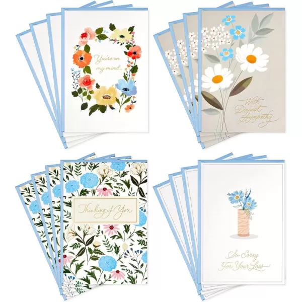 Hallmark Sympathy Cards Assortment Painted Flowers 16 Assorted Thinking of You Cards with Envelopes