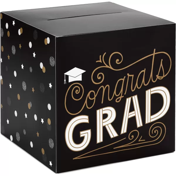 Hallmark 5GEY2000 Graduation Party Kit Black and Gold Banner Table Runner Card Box 25 Advice Cards Graduation Kit One