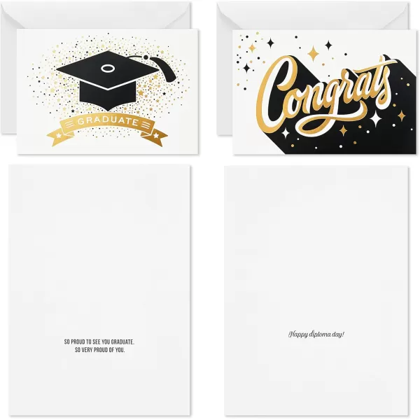 Hallmark Graduation Cards Bulk Assortment Black and Gold 36 Cards and Envelopes 6 DesignsBlack and Gold Congrats  36 Cards