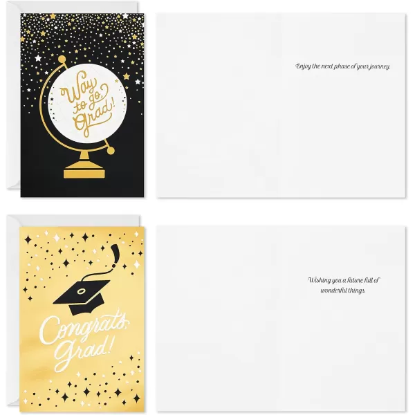 Hallmark Graduation Cards Bulk Assortment Black and Gold 36 Cards and Envelopes 6 DesignsBlack and Gold Congrats  36 Cards