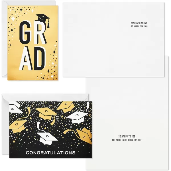 Hallmark Graduation Cards Bulk Assortment Black and Gold 36 Cards and Envelopes 6 DesignsBlack and Gold Congrats  36 Cards