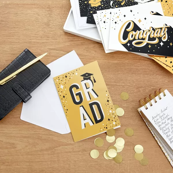 Hallmark Graduation Cards Bulk Assortment Black and Gold 36 Cards and Envelopes 6 DesignsBlack and Gold Congrats  36 Cards