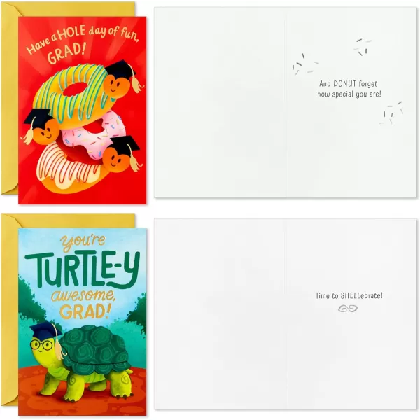 Hallmark Graduation Cards for Kids Bulk Assortment 36 Cards with Envelopes Pizza Nachos Turtle Cow Donut for Preschool Kindergarten Elementary and MoreAssorted Punny Graduation Cards for Kids