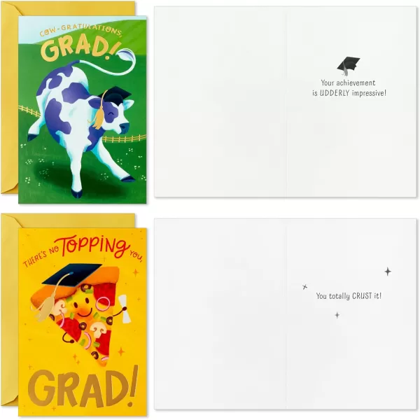 Hallmark Graduation Cards for Kids Bulk Assortment 36 Cards with Envelopes Pizza Nachos Turtle Cow Donut for Preschool Kindergarten Elementary and MoreAssorted Punny Graduation Cards for Kids