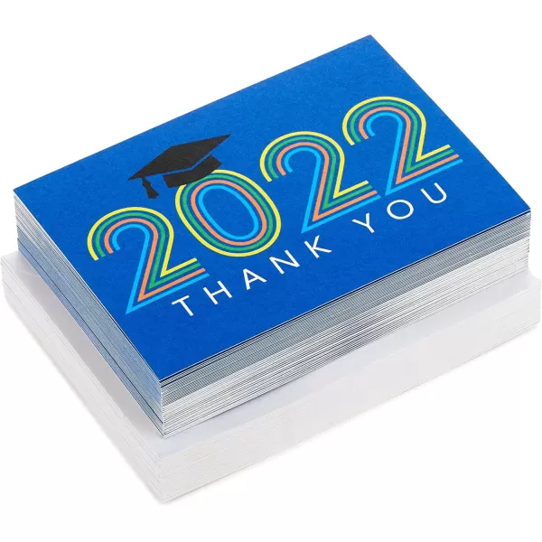 Hallmark Graduation Thank You Cards Bulk Class of 2024 Retro Blue 40 Thank You Notes with Envelopes2022  Retro Blue Thank You Notes