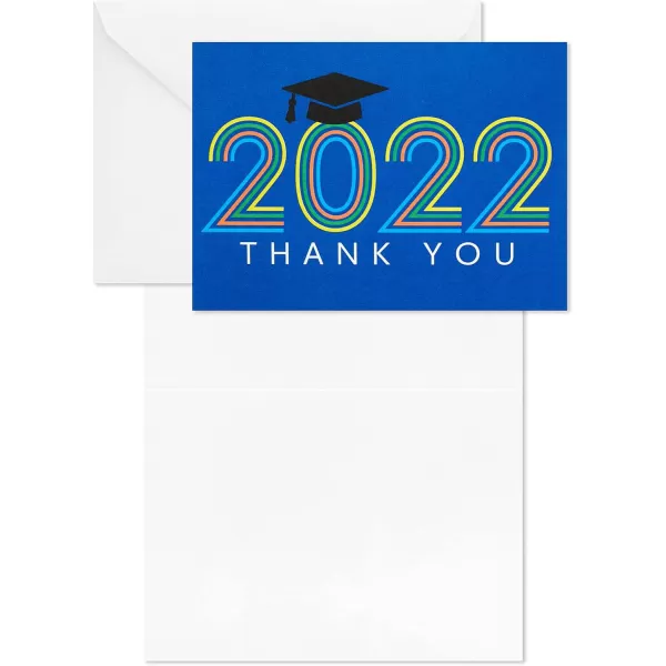 Hallmark Graduation Thank You Cards Bulk Class of 2024 Retro Blue 40 Thank You Notes with Envelopes2022  Retro Blue Thank You Notes