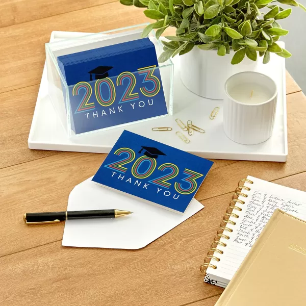 Hallmark Graduation Thank You Cards Bulk Class of 2024 Retro Blue 40 Thank You Notes with Envelopes2023  Retro Blue Thank You Notes