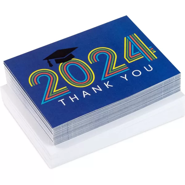 Hallmark Graduation Thank You Cards Bulk Class of 2024 Retro Blue 40 Thank You Notes with Envelopes2024  Retro Blue Thank You Notes