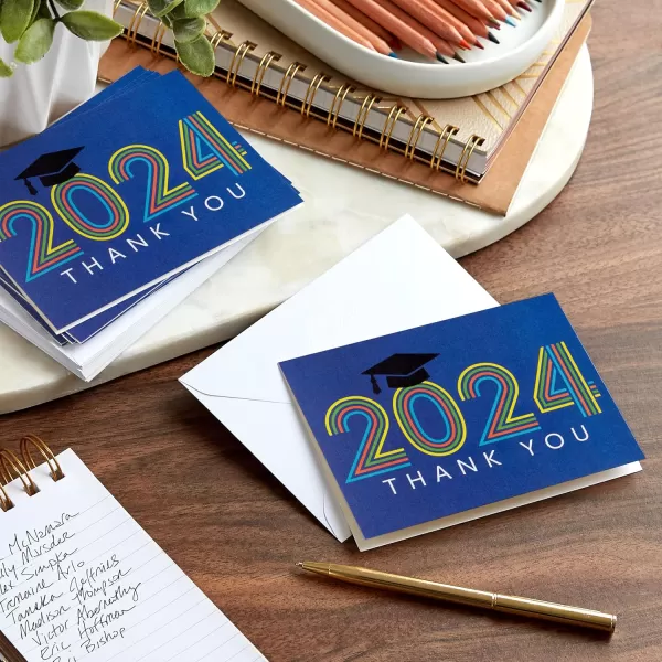 Hallmark Graduation Thank You Cards Bulk Class of 2024 Retro Blue 40 Thank You Notes with Envelopes2024  Retro Blue Thank You Notes