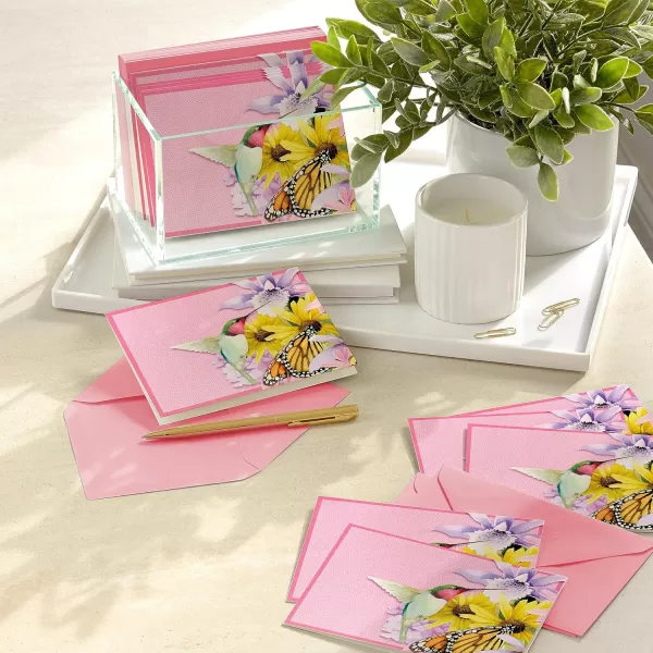 Hallmark Marjorlein Bastin Floral Notecards 20 Blank Cards with Envelopes Butterfly ampamp Hummingbird