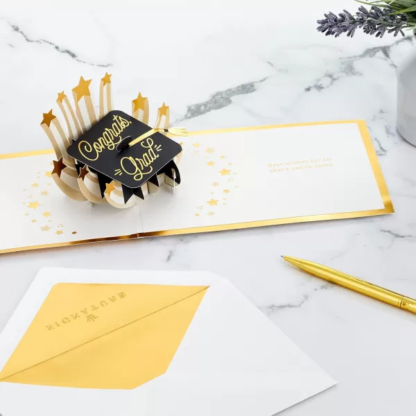 Hallmark Signature Paper Wonder Pop Up Graduation Cards Grad Cap 4 3D Cards with EnvelopesBlack and Gold