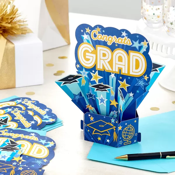 Hallmark Signature Paper Wonder Pop Up Graduation Cards Grad Cap 4 3D Cards with EnvelopesBlue