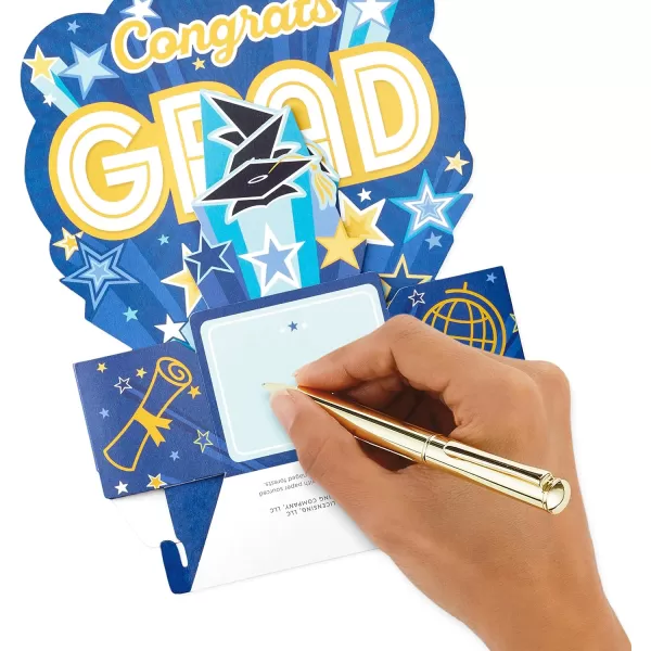 Hallmark Signature Paper Wonder Pop Up Graduation Cards Grad Cap 4 3D Cards with EnvelopesBlue