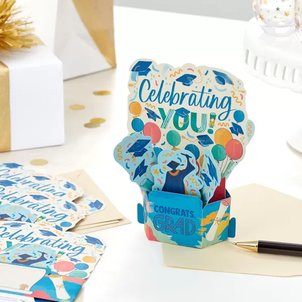 Hallmark Signature Paper Wonder Pop Up Graduation Cards Grad Cap 4 3D Cards with EnvelopesMulticolor