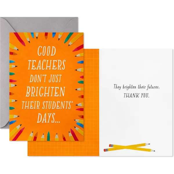 Hallmark Teacher Appreciation Cards Good Teachers Brighten Futures 4 Cards with EnvelopesGreat Teachers  4 Cards with Envelopes