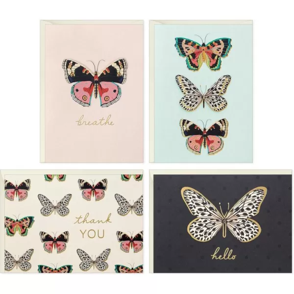 Hallmark Butterfly Card Assortment 24 Blank Cards with Envelopes Thank You Breathe Hello