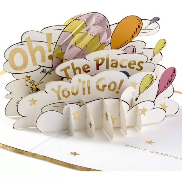 Hallmark Dr Seuss Pop Up Graduation Card Oh the Places Youll Go for High School Kindergarten Middle School College and College Graduates  Signature Paper WonderGraduation Card