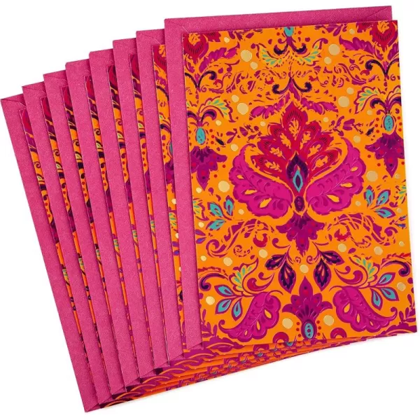 Hallmark Golden Thread Pack of Blank Cards Jeweled Indian Pattern 8 Cards with EnvelopesJeweled Indian Pattern  8 Cards with Envelopes