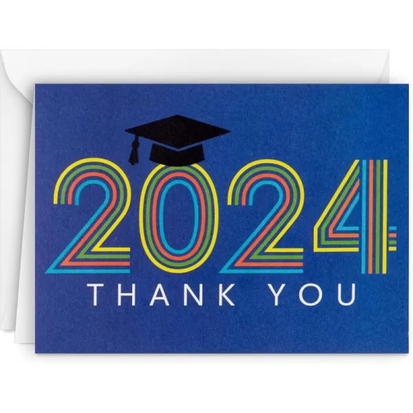 Hallmark Graduation Thank You Cards Bulk Class of 2024 Retro Blue 40 Thank You Notes with Envelopes2024  Retro Blue Thank You Notes