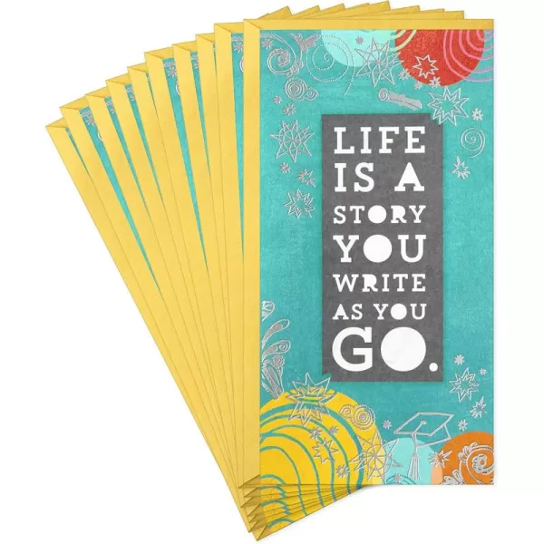 Hallmark Pack of Graduation Cards Congrats 10 Cards with EnvelopesLife is a Story  10 Money Holder Cards