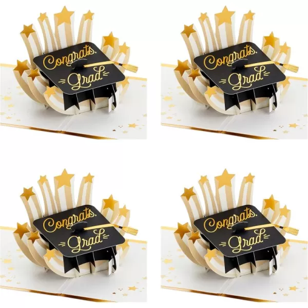 Hallmark Signature Paper Wonder Pop Up Graduation Cards Grad Cap 4 3D Cards with EnvelopesBlack and Gold