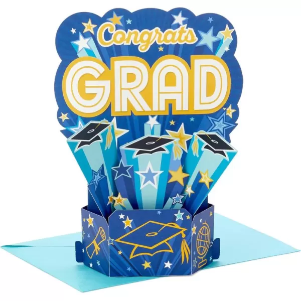 Hallmark Signature Paper Wonder Pop Up Graduation Cards Grad Cap 4 3D Cards with EnvelopesBlue