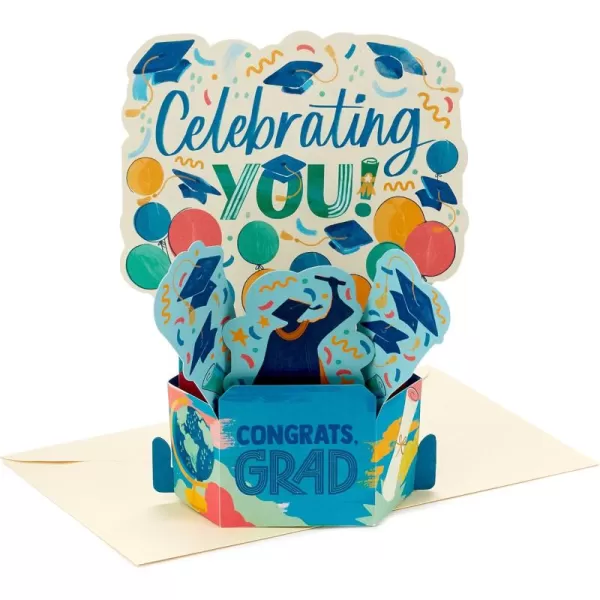 Hallmark Signature Paper Wonder Pop Up Graduation Cards Grad Cap 4 3D Cards with EnvelopesMulticolor