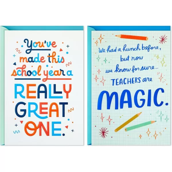 Hallmark Teacher Appreciation Cards Good Teachers Brighten Futures 4 Cards with EnvelopesFor Teacher and Coach  2 Cards with Envelopes