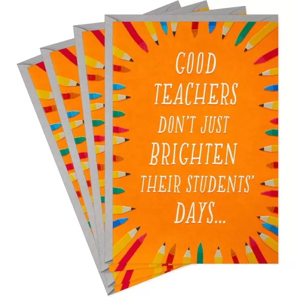 Hallmark Teacher Appreciation Cards Good Teachers Brighten Futures 4 Cards with EnvelopesGreat Teachers  4 Cards with Envelopes