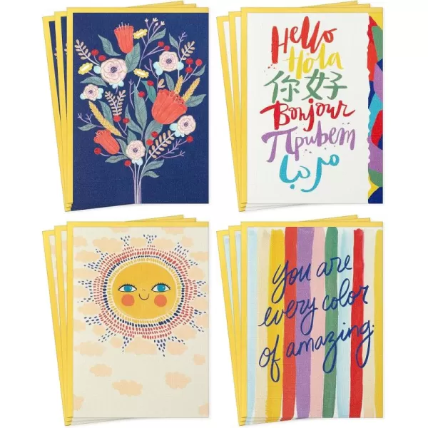 Hallmark UNICEF AllOccasion Card Assortment 12 Blank Cards with Envelopes Sun Flower Stripes