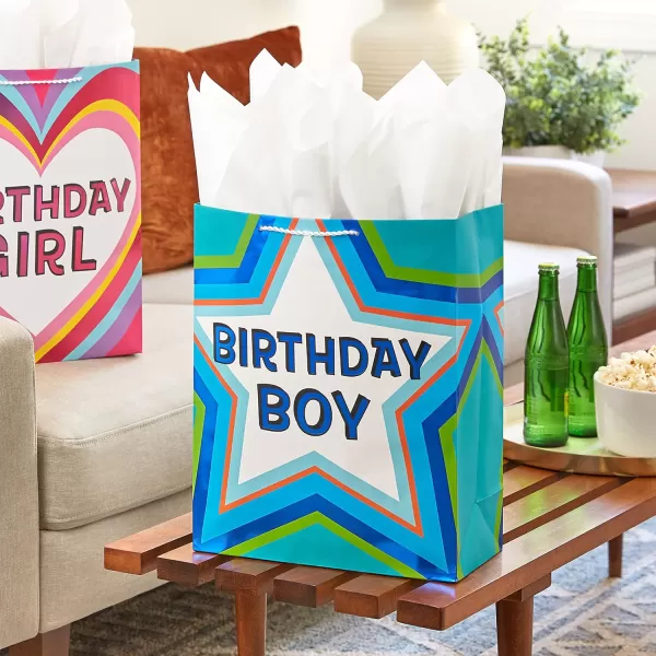 Hallmark 17quot Extra Large Birthday Gift Bags 3Pack Happy Birthday Pink Blue Pizza for Kids Grandchildren Nieces Nephews Boys Girls ClassmatesBlue  Yellow