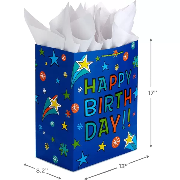 Hallmark 17quot Extra Large Birthday Gift Bags 3Pack Happy Birthday Pink Blue Pizza for Kids Grandchildren Nieces Nephews Boys Girls ClassmatesRed  Blue