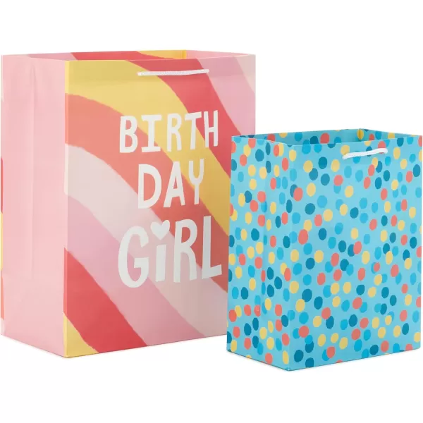 Hallmark Assorted Birthday Gift Bags for Kids 8 Bags 4 Medium 9quot 4 Large 13quot Rainbow Stripes Polka Dots Yellow Pink BlueRainbow  Stripes  Polka Dots  Yellow  Pink  Blue