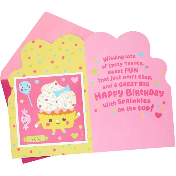 Hallmark Birthday Card for Girls Retro FlowersCupcake and Candy Stickers