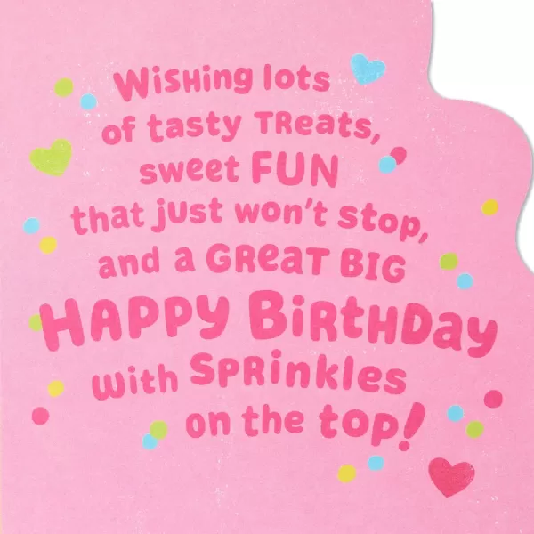 Hallmark Birthday Card for Girls Retro FlowersCupcake and Candy Stickers