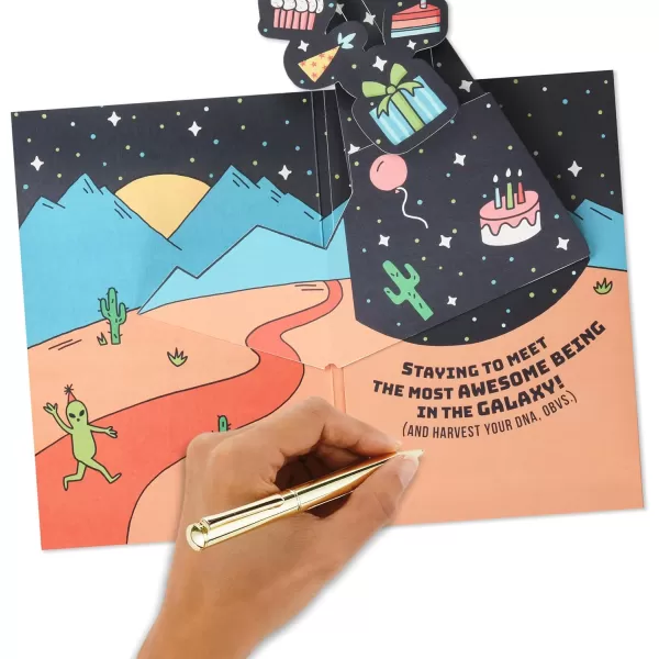 Hallmark Birthday Card for Kids with Light and Sound Aliens Here for the Cake