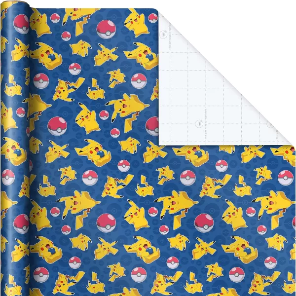 Hallmark Pokmon Wrapping Paper Rolls  Pikachu Charmander Bulbasaur Gift Wrap Paper Set of 3 Rolls 60 sq ft ttl for Birthday Kids Parties Gamers Christmas PresentsPikachu  Charmander  Bulbasaur