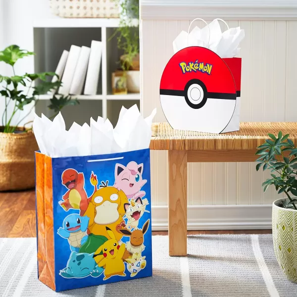 Hallmark Pokmon Wrapping Paper Rolls  Pikachu Charmander Bulbasaur Gift Wrap Paper Set of 3 Rolls 60 sq ft ttl for Birthday Kids Parties Gamers Christmas PresentsRed