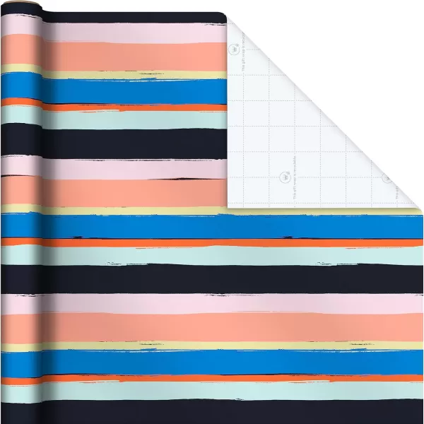 Hallmark Recyclable Kraft Wrapping Paper with Cutlines on Reverse 3 Rolls 60 Sq Ft Ttl Bold Stripes Black and White Windowpane Plaid for Birthdays Baby Showers Graduations HolidaysBlack  White