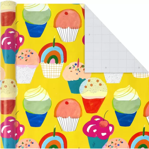 Hallmark Reversible Kids Birthday Wrapping Paper 3 Rolls 120 sq ft ttl Monsters and Unicorns Polka Dots Chevron Pink Teal Blue Red Orange Lime GreenYellow