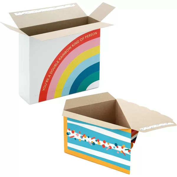 Hallmark SelfSealing Gift Box Set with Zip Opening 2 Boxes Rainbow Birthday Cake for Kids Adults Grandchildren TeachersRed  Yellow