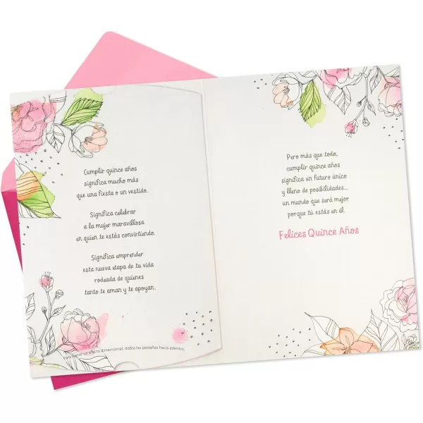 Hallmark Vida Quinceanera Birthday Card Como una Flor