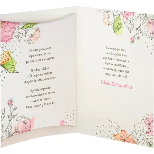 Hallmark Vida Quinceanera Birthday Card Como una Flor