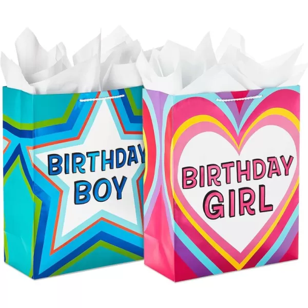 Hallmark 17quot Extra Large Birthday Gift Bags 3Pack Happy Birthday Pink Blue Pizza for Kids Grandchildren Nieces Nephews Boys Girls ClassmatesBlue  Yellow