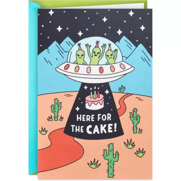 Hallmark Birthday Card for Kids with Light and Sound Aliens Here for the Cake