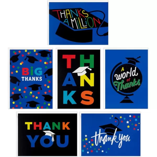 Hallmark Bulk Graduation Thank You Cards 48 Thank You Notes with Envelopes Blue and BlackBlack and Blue