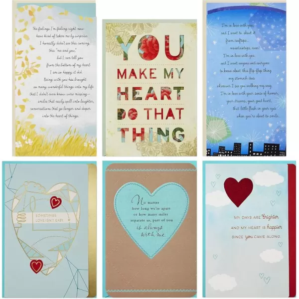 Hallmark Love Card Assortment New RelationshipMiss YouTime ApartJust Because 6 Cards with EnvelopesMulticolorAssorted