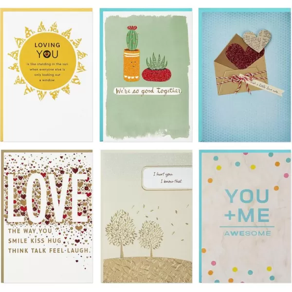 Hallmark Love Card Assortment New RelationshipMiss YouTime ApartJust Because 6 Cards with EnvelopesShort  Sweet  6 Cards